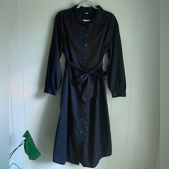 Old Navy Long Sleeve Black Button Front Maternity Midi Shirt Dress with … - Picture 2 of 11